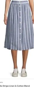 Max Studio stripe linen cotton blend midi skirt
